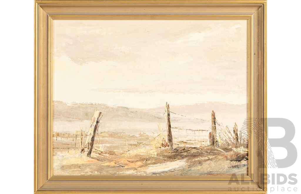 Margaret Hunter (20th Century, Australian, 1942-), London Bridge Arch, Googong Foreshores, Original Oil on Masonite, 37H x 45W cm  & Along a Road To, Oil on Canvas Board, 36 H X 44 W Cm (frames) (2)