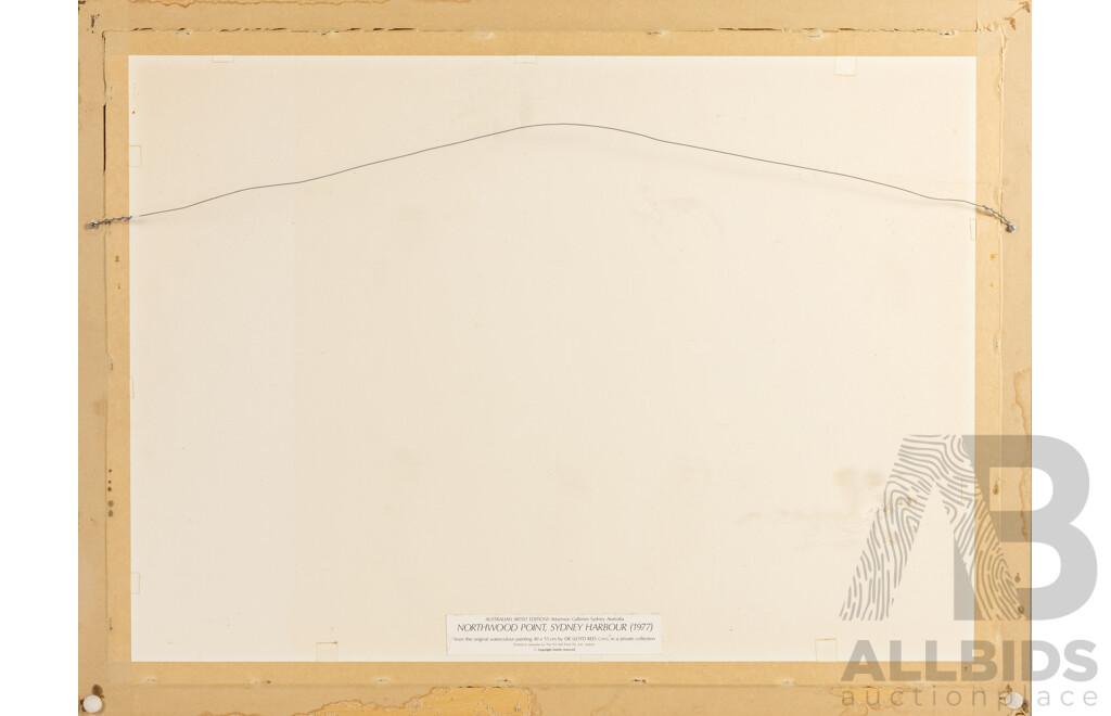 Lloyd Rees (20th Century, Australian, 1895-1988), Northwood Point, Sydney Harbour (1977), Colour Reproduction Print After Original Watercolour, 61H x 82W cm (frame)