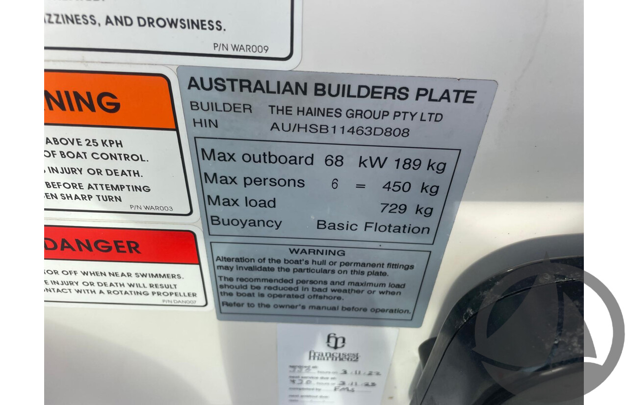 NO RESERVE PRE-LOVED - 2008 Seafarer 5.0 V-Sea, 90hp Suzuki 4 Stroke