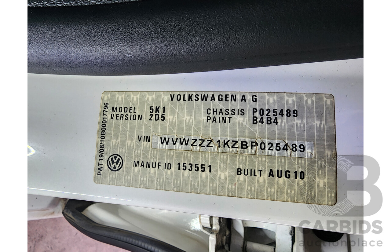 10/2010 Volkswagen Golf 77 TSI 1K MY11 5d Hatchback White 1.2L