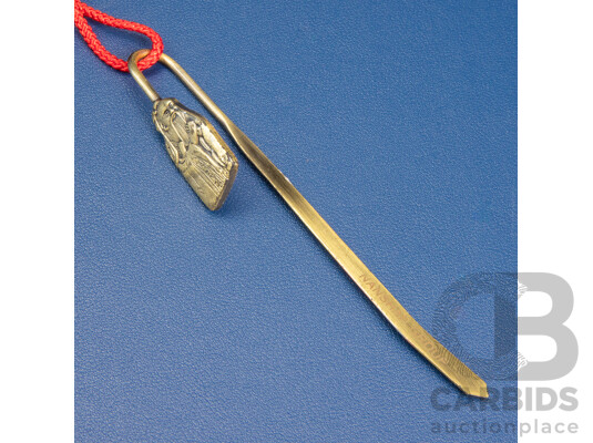 Chinese Drop Knot Confucius Metal Bookmark, Original Promotional Gift in Box, 34L x 4.5W x 4D cm (box)