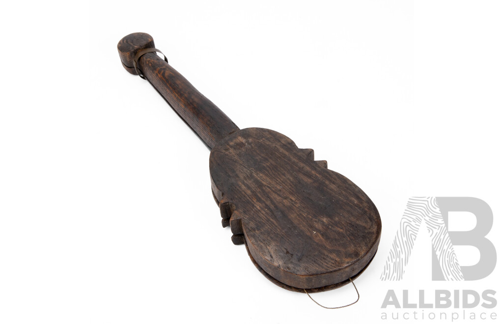 Wonderful Hand Carved Chinese Dotchin [Opium Scales], Antique Rosewood with Cooper, Wood & String Scales Within, 37L cm