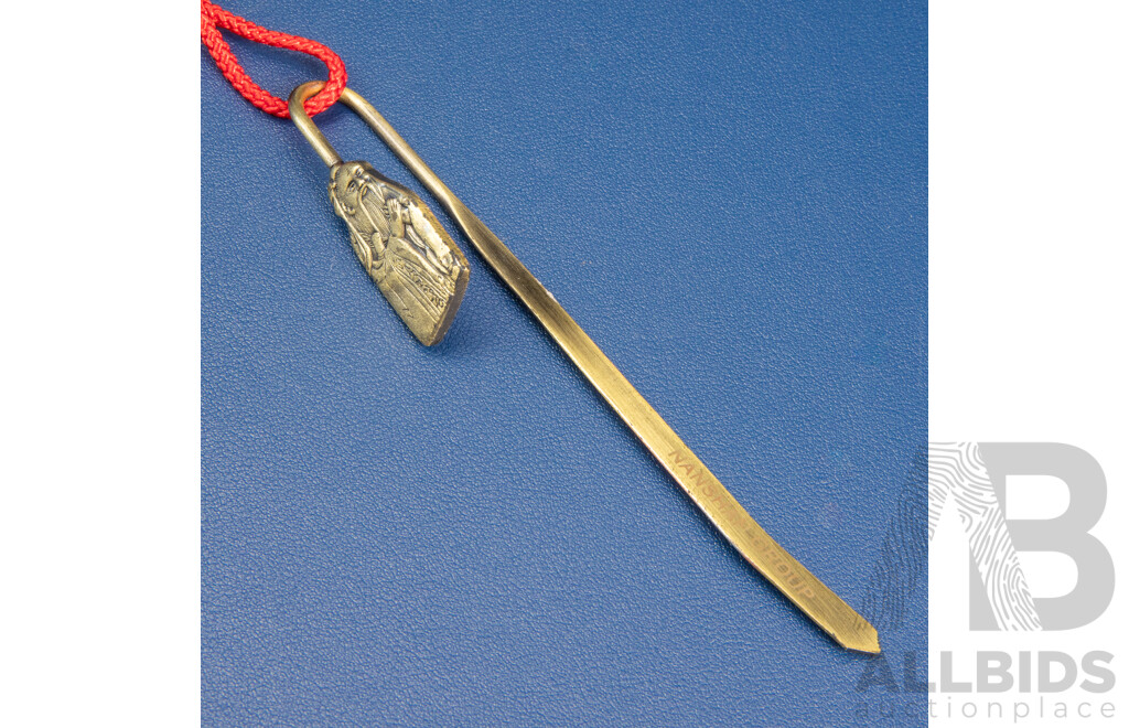 Chinese Drop Knot Confucius Metal Bookmark, Original Promotional Gift in Box, 34L x 4.5W x 4D cm (box)