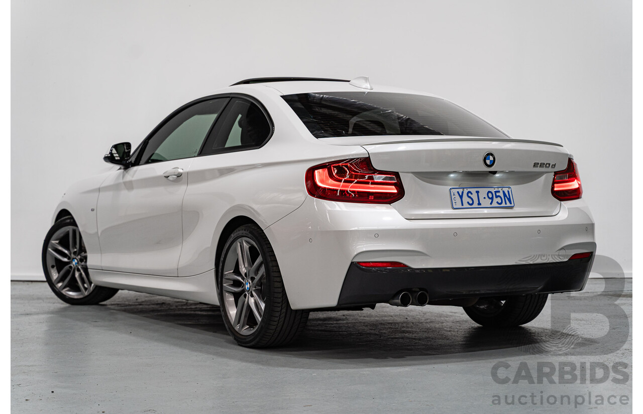 7/2016 BMW 220d M Sport F22 MY16 2d Coupe Mineral White Metallic Turbo 2.0L