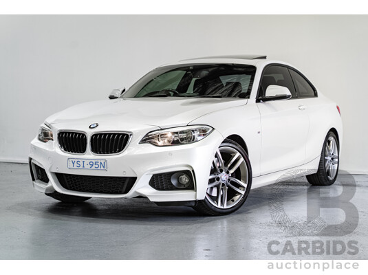 7/2016 BMW 220d M Sport F22 MY16 2d Coupe Mineral White Metallic Turbo 2.0L
