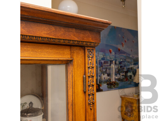 French Elm Display Cabinet with 3 Adjustable Shelves