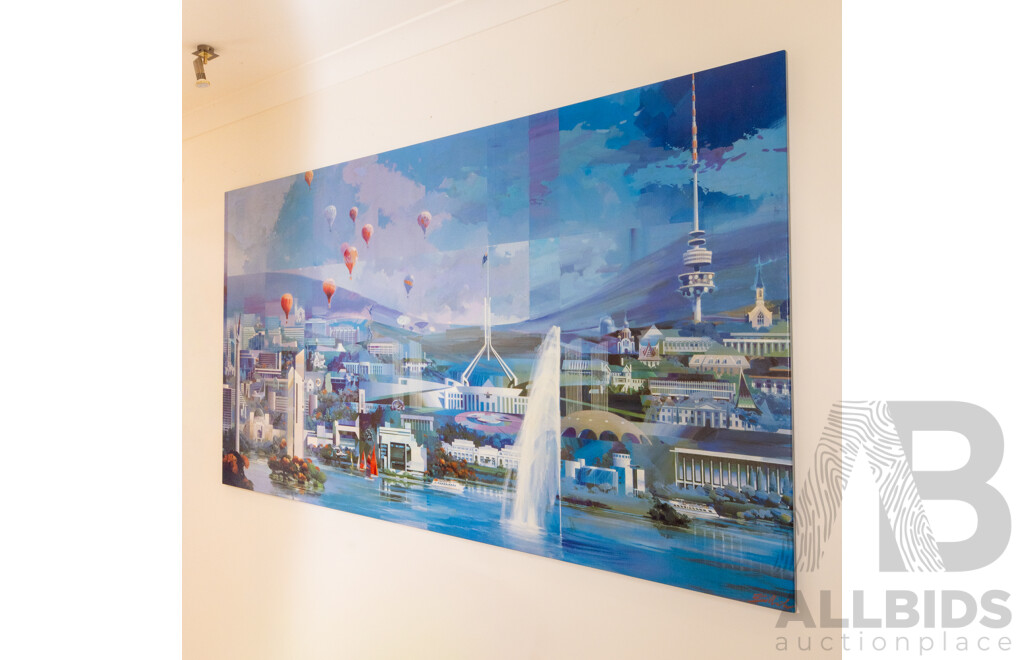Charles Billich (20th Century, Croatian-Born Australian, 1934-), Canberra Cantata (2003), Original Signed Mixed Media on Canvas, 137H x 244W cm