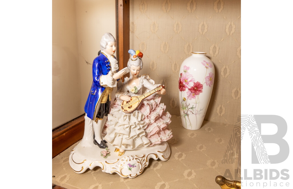 Collection of Meissen Ceramics Including Figurines with Reproduction Snuff Bottle & Opera Glasses