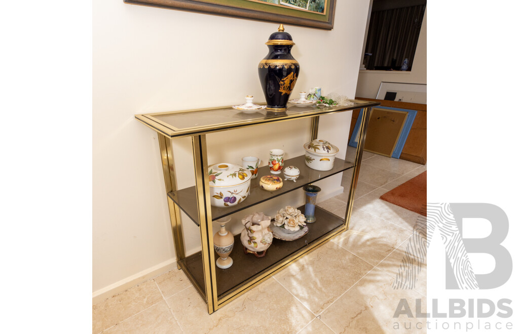 Italian Brass Hall Table with 3 Glass Tiers