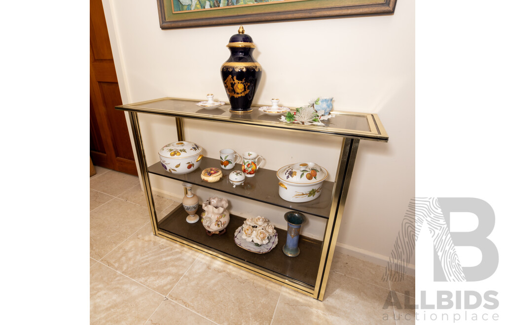 Italian Brass Hall Table with 3 Glass Tiers