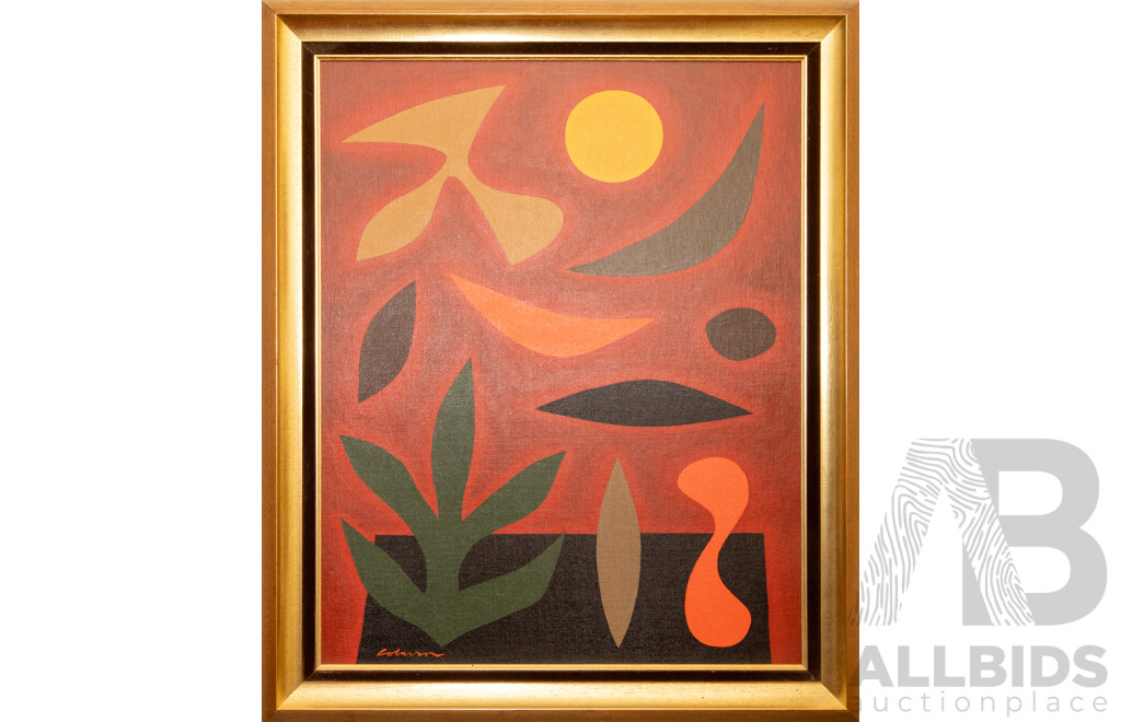 John Coburn AM (20th Century, Australian, 1925-2006) Garden in the Evening (c1960s), Spectacular Original Oil on Canvas Board, 90H x 74W cm (frame)