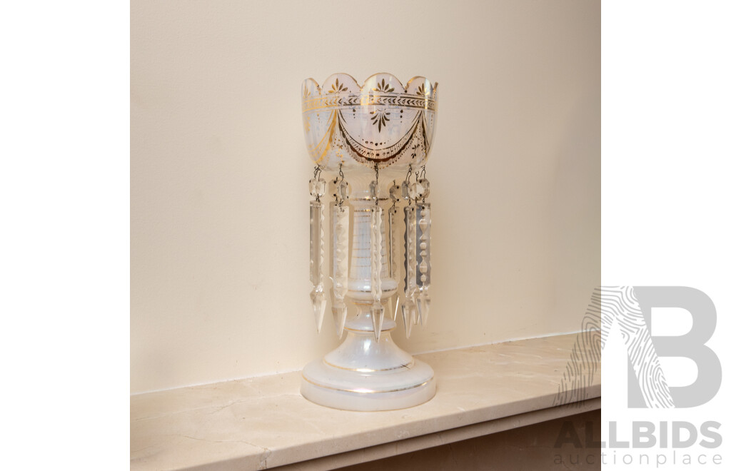 Victorian Opalline Glass Mantel Luster