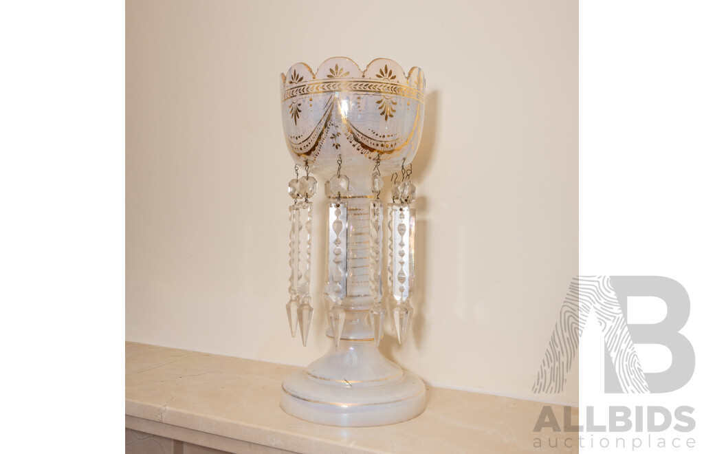 Victorian Opalline Glass Mantel Luster