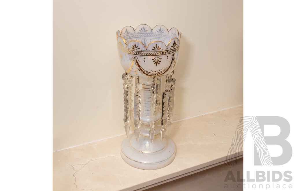 Victorian Opalline Glass Mantel Luster