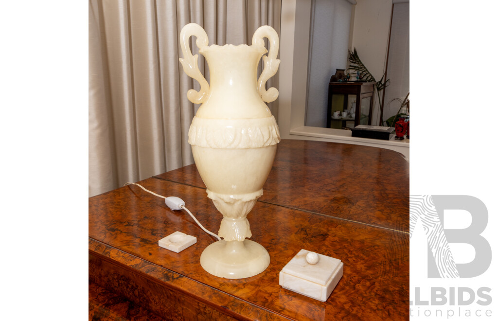 Victorian Urn Form Alabaster Table Lamp