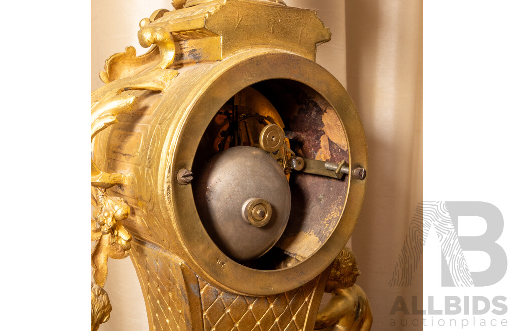 French Brass and  Porcelain Severs Mantel Clock