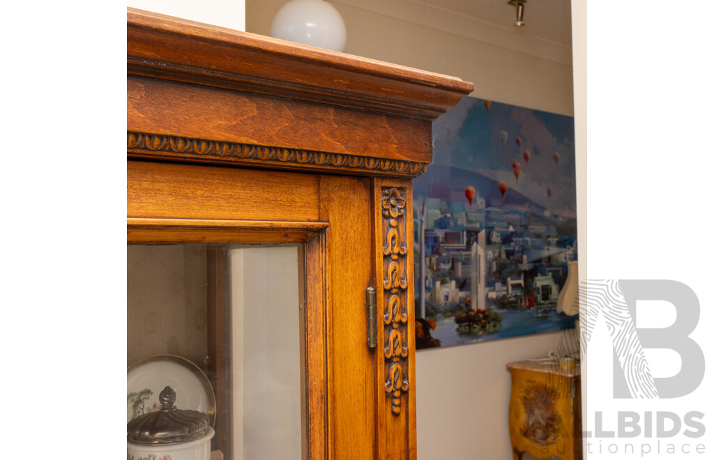 French Elm Display Cabinet with 3 Adjustable Shelves