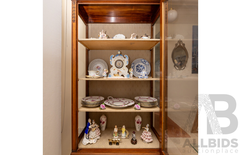 French Elm Display Cabinet with 3 Adjustable Shelves