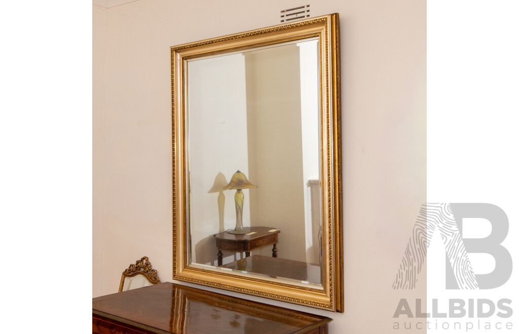 Large Gilt Framed Mirror with Beveled Glass