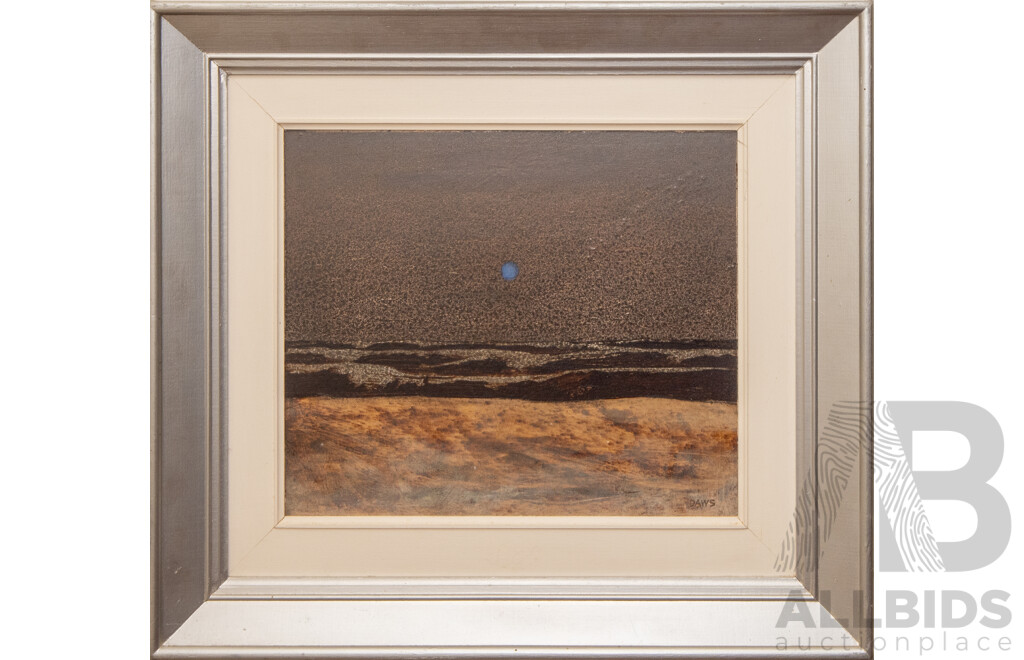 Lawrence Daws (20th Century, Australian, 1927-2025), Night Landscape (c1970s), Wonderful Original Oil on Board, 52H x 56W cm (frame)