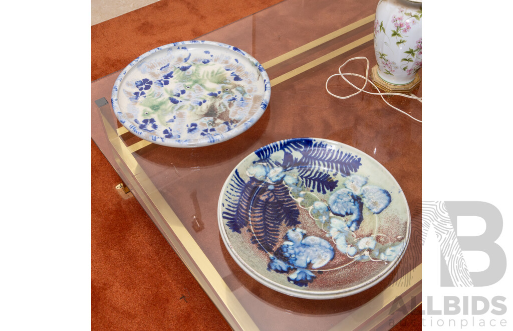Pair of Unmatched Michael Pugh Studio Pottery Platters