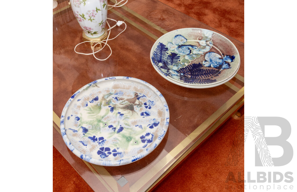 Pair of Unmatched Michael Pugh Studio Pottery Platters