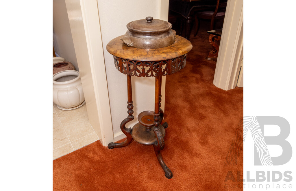 Good Victorian Burr Walnut Jardinier Stand