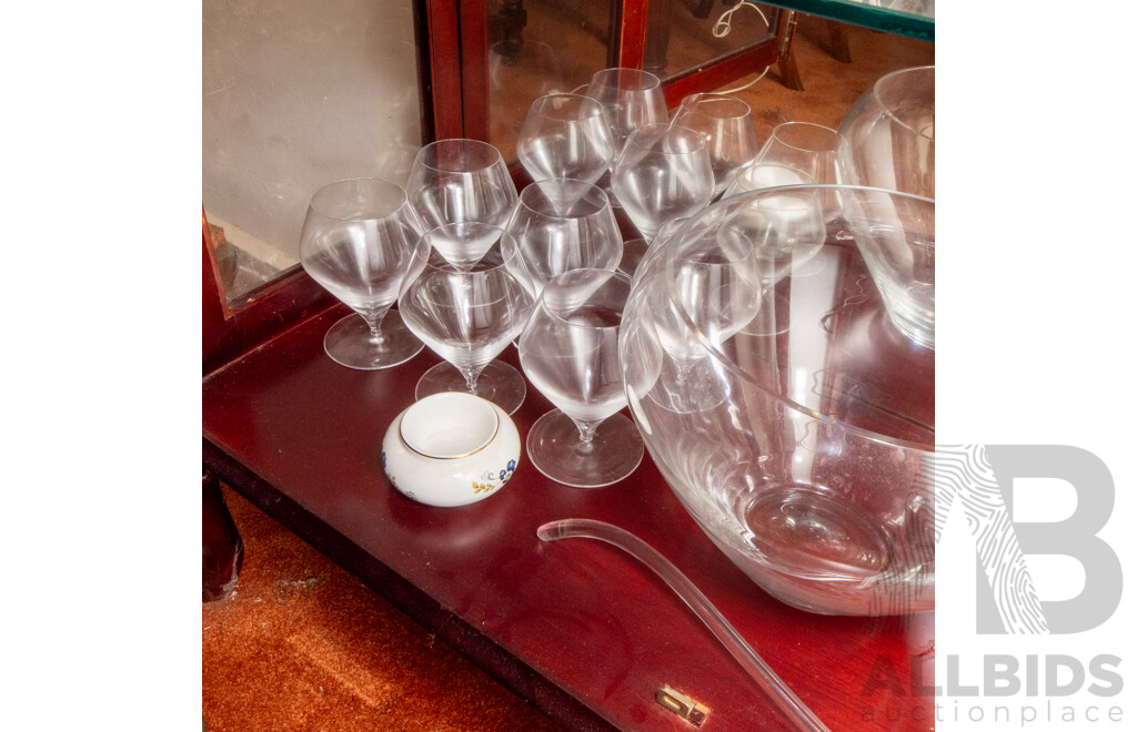 Large Collection of Glassware Including Punch Bowl & Brandy Balloons