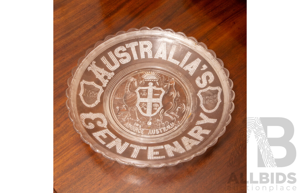Vintage Etched Glass Centenary Bowl
