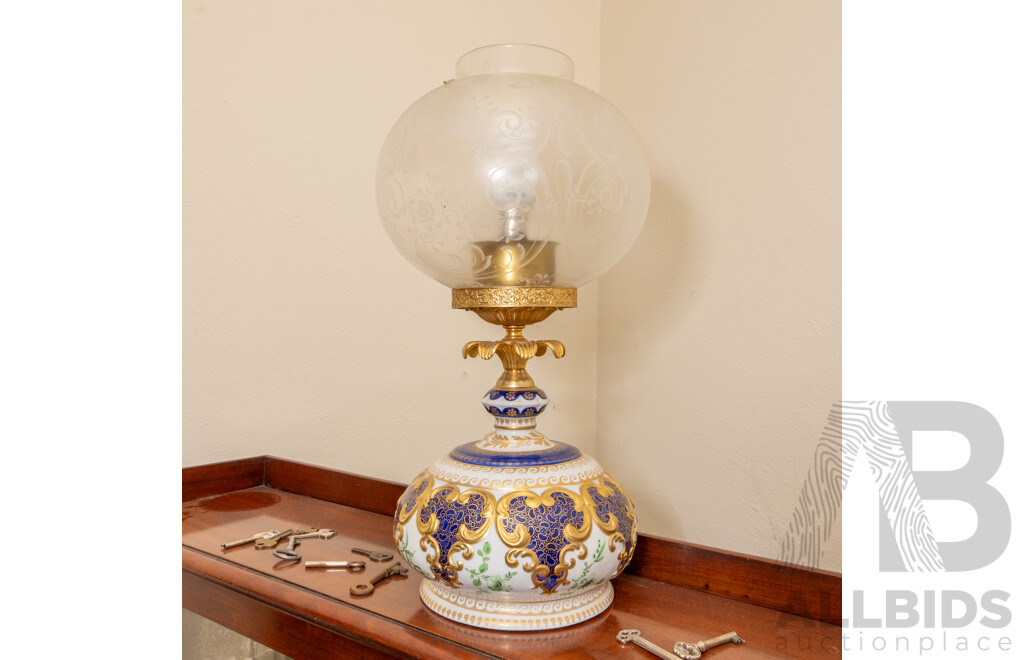 Pair of French Style Glazed Ceramic Parlor Lamps