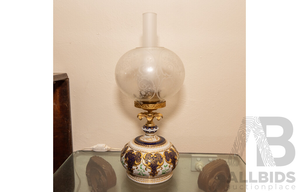 Pair of French Style Glazed Ceramic Parlor Lamps
