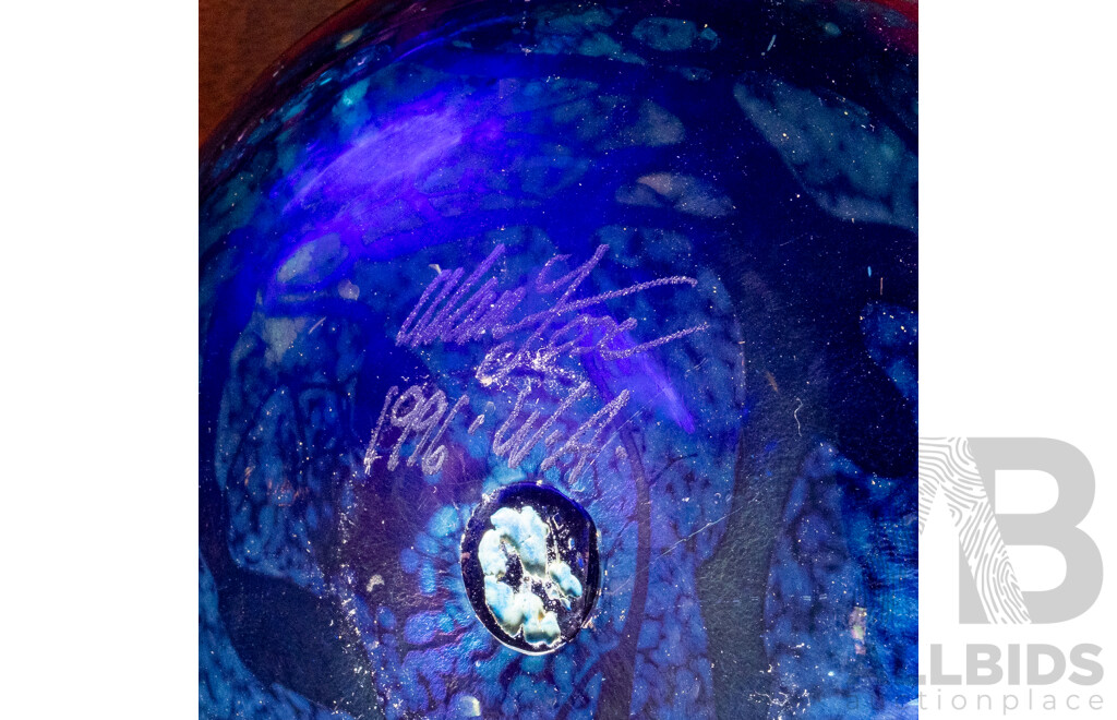 Vintage Allen Fox Art Glass Pinch Vase