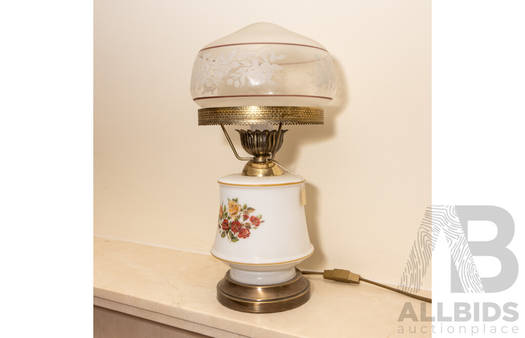 Late Edwardian Milk Glass Banquet Lamp