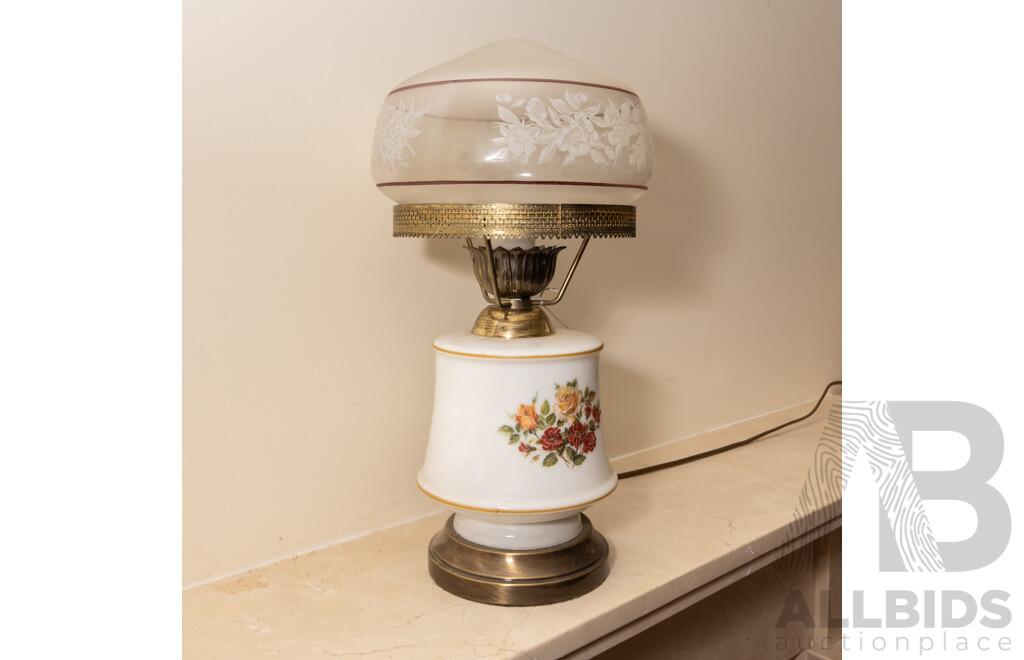 Late Edwardian Milk Glass Banquet Lamp