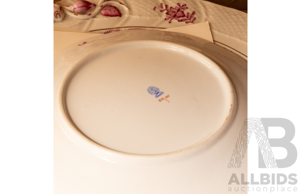 Collection of Herrend Hungary Dinner Wares with Pink Floral Pattern