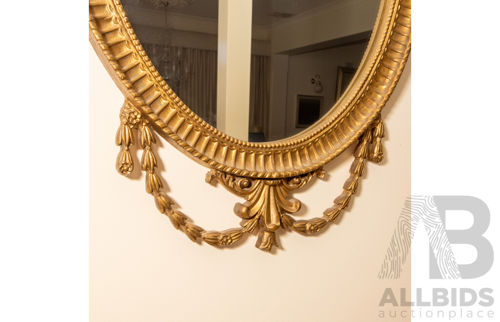 Antique Carved Gilt Timber Oval Mirror