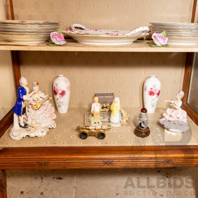 Collection of Meissen Ceramics Including Figurines with Reproduction Snuff Bottle & Opera Glasses