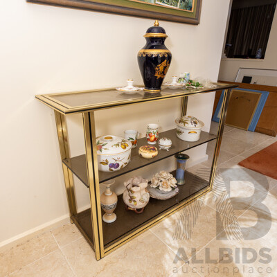 Italian Brass Hall Table with 3 Glass Tiers