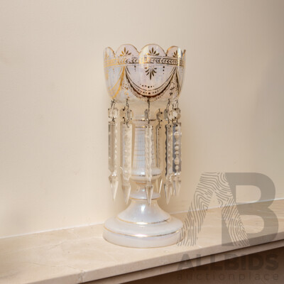 Victorian Opalline Glass Mantel Luster