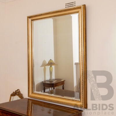 Large Gilt Framed Mirror with Beveled Glass