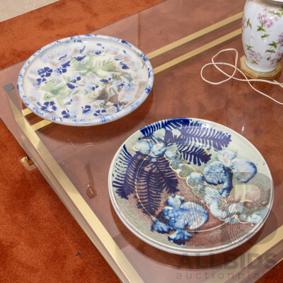 Pair of Unmatched Michael Pugh Studio Pottery Platters