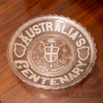Vintage Etched Glass Centenary Bowl