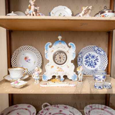 Collection of Meissen Ceramics Including Cabinet Plates, Figurines & an Italian Clock