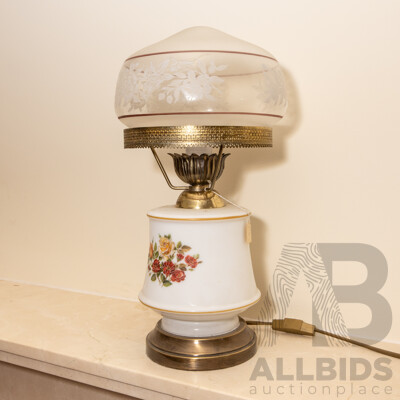 Late Edwardian Milk Glass Banquet Lamp