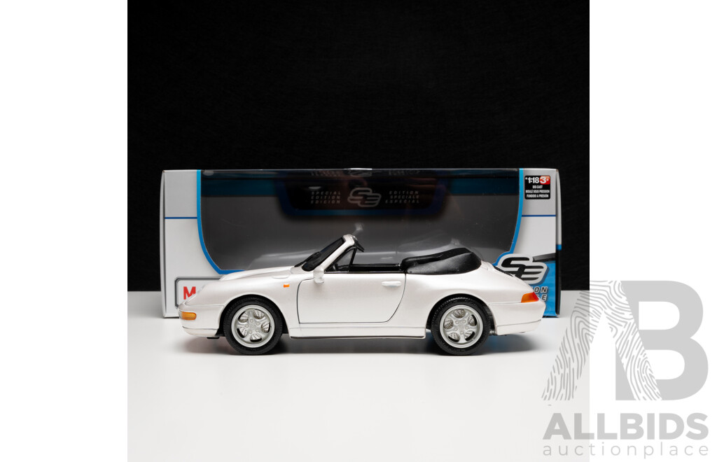 Maisto Special Edition 1994 Porsche 911 (993) Carrera Convertible Pearl White 1:18 Scale Model Car - New