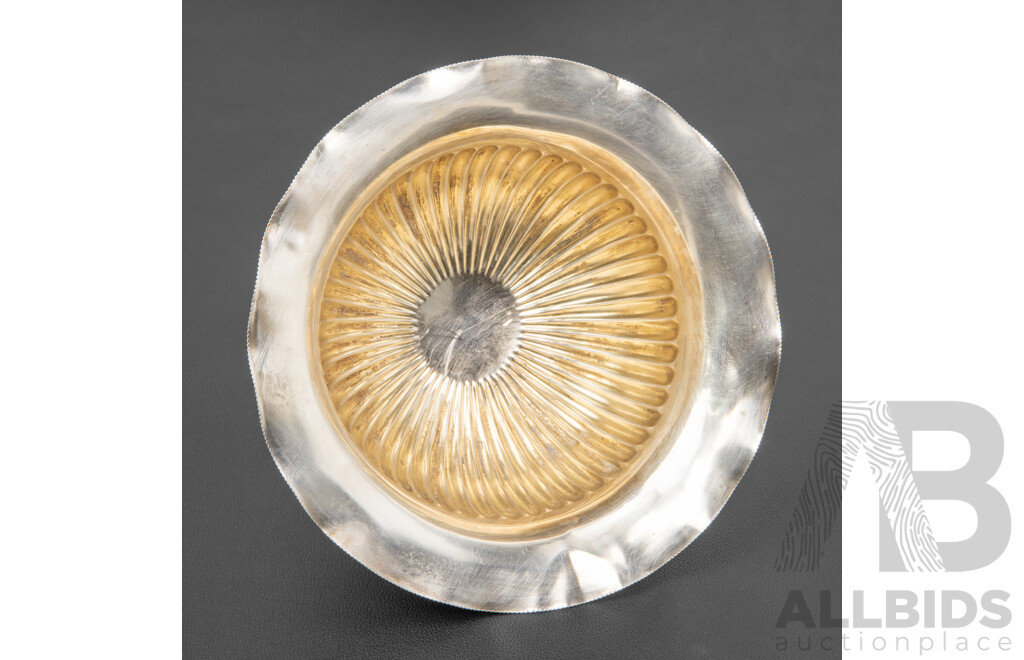 Antique Sterling Silver Fluted Dish, William Devenport, Birmingham, 1907