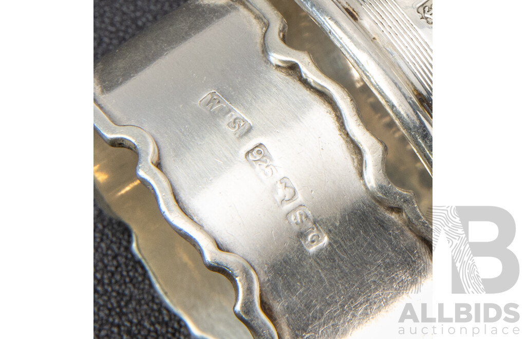 Three Sterling Silver Napkin Rings Including John Rose, Wilmot Manufacturing Co, Birmingham