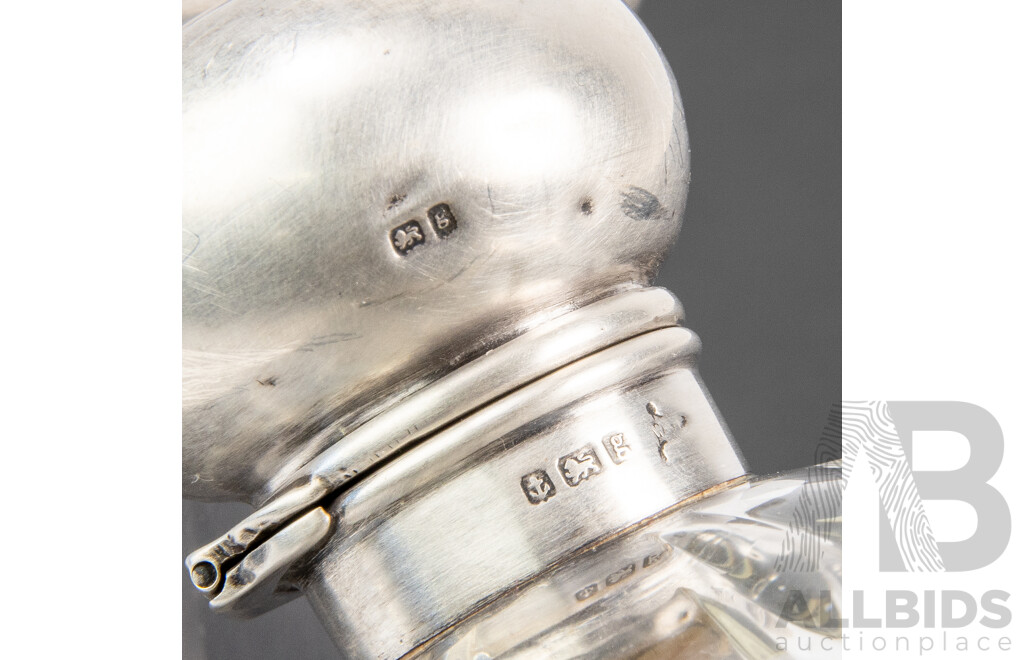 Antique Sterling Silver Bulbous Scent Bottle, Walker & Hall, Birmingham, 1906 and Powder Jar, Hardy Brothers, Birmingham, 1916