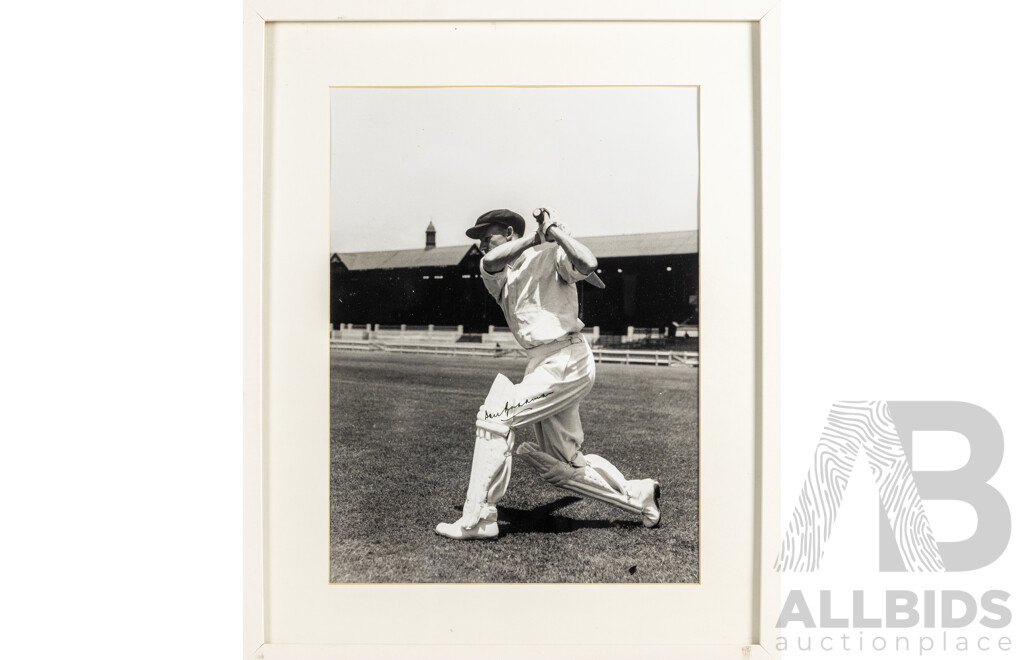 Donald Bradman (20th Century, Australian, 1908-2001), Lot of Bradman Memorabilia Including Facsimile Signed & Framed Photograph and More, 52H x 42W cm (frame)