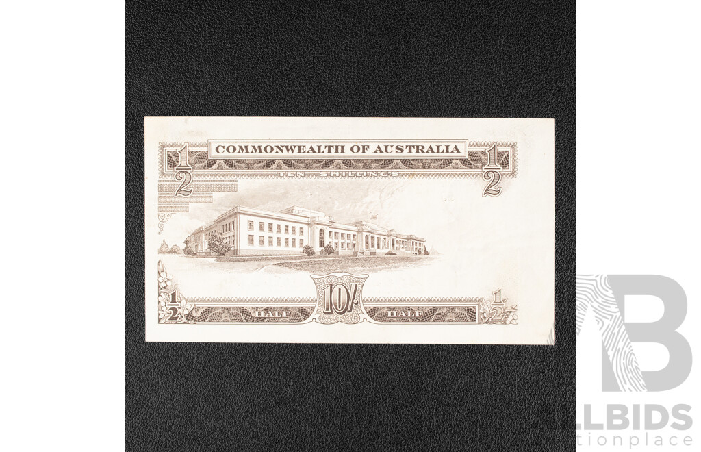Australian 1961 Ten Shillings Error Note R17, Coombs/Wilson, Off Center Print